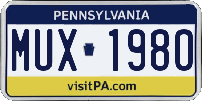 PA license plate MUX1980