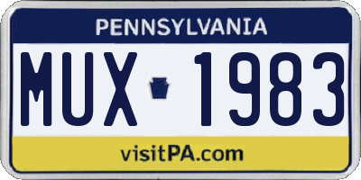 PA license plate MUX1983