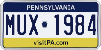PA license plate MUX1984