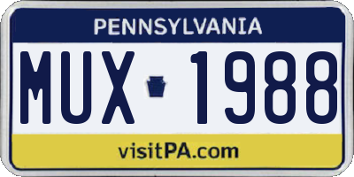 PA license plate MUX1988