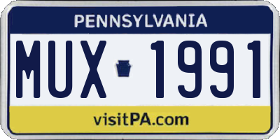 PA license plate MUX1991
