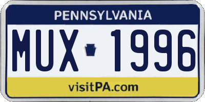 PA license plate MUX1996