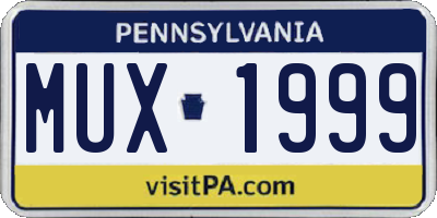 PA license plate MUX1999
