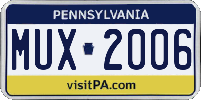 PA license plate MUX2006