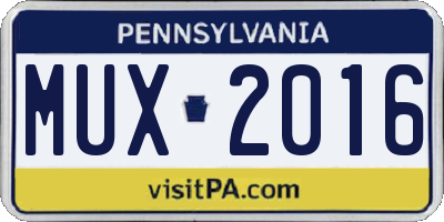 PA license plate MUX2016