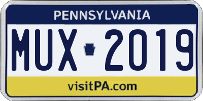 PA license plate MUX2019