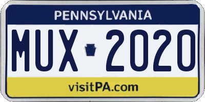 PA license plate MUX2020