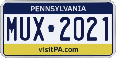 PA license plate MUX2021