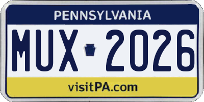 PA license plate MUX2026