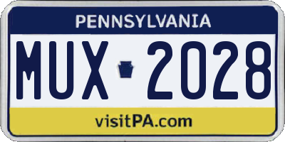 PA license plate MUX2028