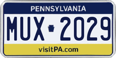 PA license plate MUX2029