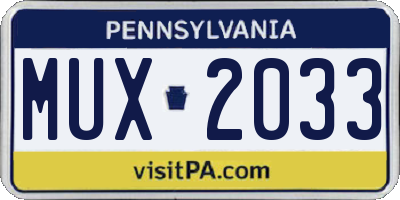PA license plate MUX2033
