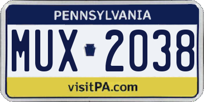 PA license plate MUX2038