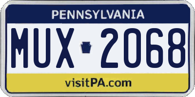 PA license plate MUX2068