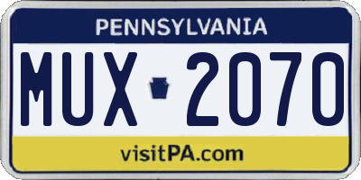 PA license plate MUX2070