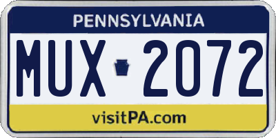 PA license plate MUX2072