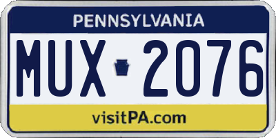 PA license plate MUX2076