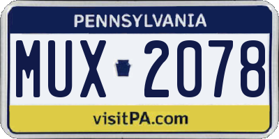 PA license plate MUX2078