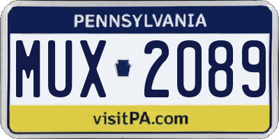 PA license plate MUX2089