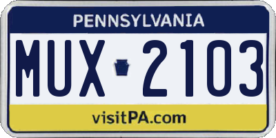 PA license plate MUX2103