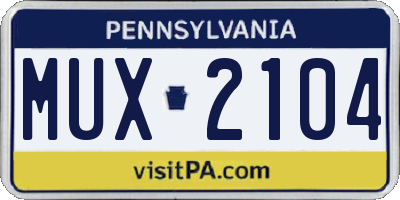 PA license plate MUX2104