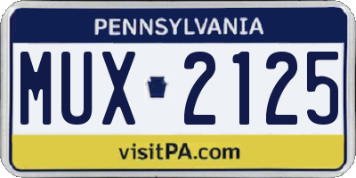 PA license plate MUX2125