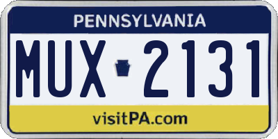 PA license plate MUX2131