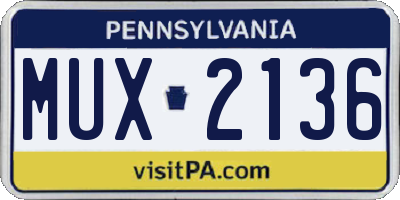 PA license plate MUX2136