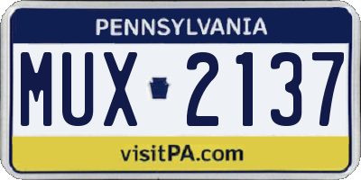 PA license plate MUX2137