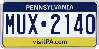 PA license plate MUX2140