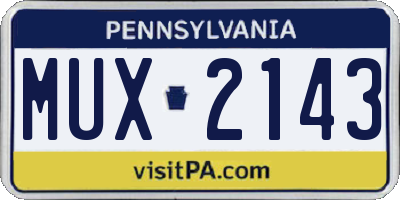 PA license plate MUX2143
