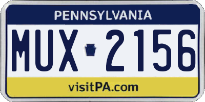 PA license plate MUX2156