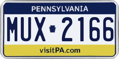 PA license plate MUX2166