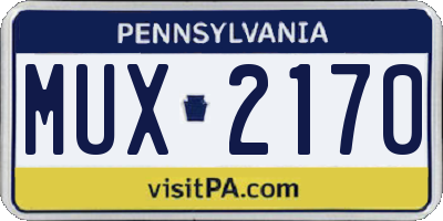 PA license plate MUX2170
