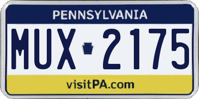 PA license plate MUX2175