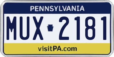 PA license plate MUX2181