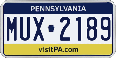 PA license plate MUX2189