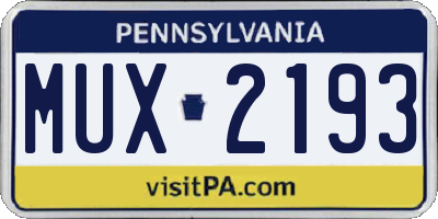 PA license plate MUX2193