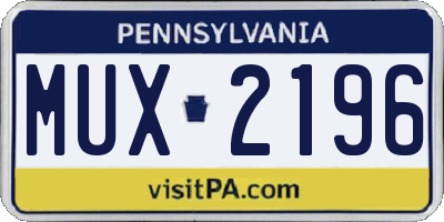 PA license plate MUX2196