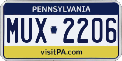 PA license plate MUX2206