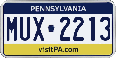 PA license plate MUX2213