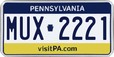 PA license plate MUX2221