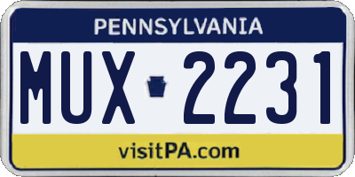 PA license plate MUX2231