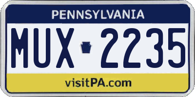 PA license plate MUX2235