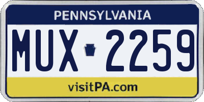 PA license plate MUX2259