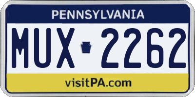PA license plate MUX2262