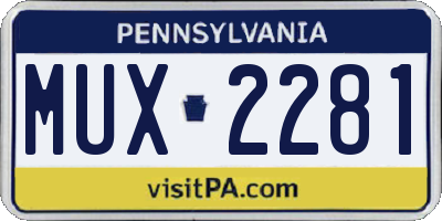PA license plate MUX2281