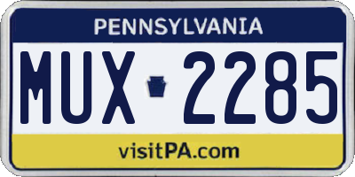 PA license plate MUX2285