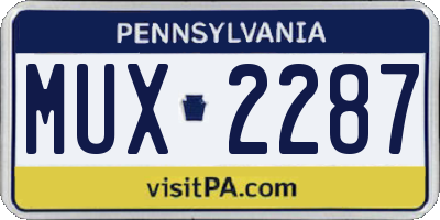 PA license plate MUX2287