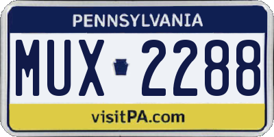 PA license plate MUX2288